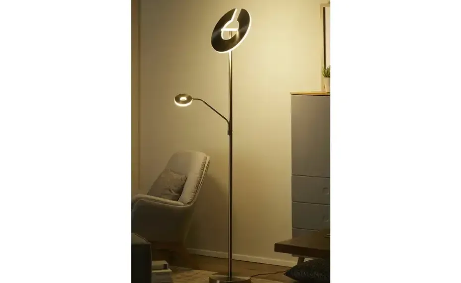 Fischer-Honsel LED-Deckenfluter 2-flammig, Nickel-matt