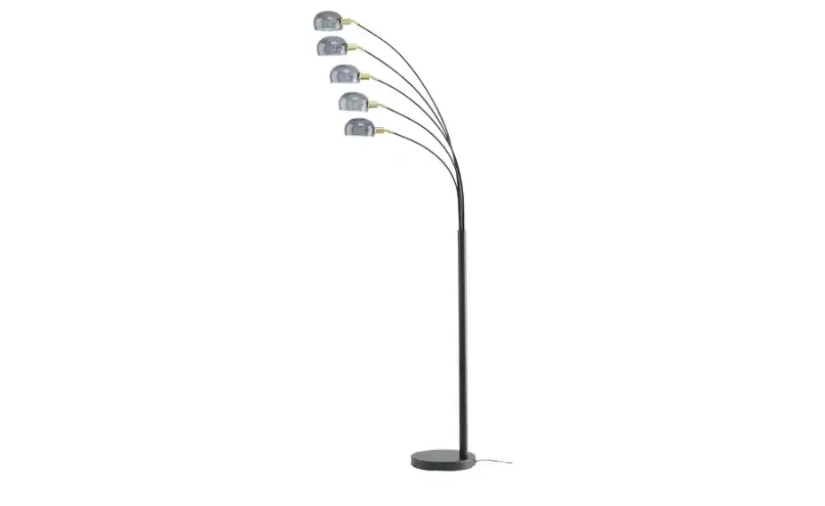 Meisterleuchten Bogenleuchte, 5-flammig, schwarz / Rauchglas