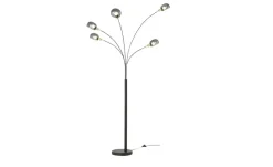 Meisterleuchten Bogenleuchte, 5-flammig, schwarz / Rauchglas