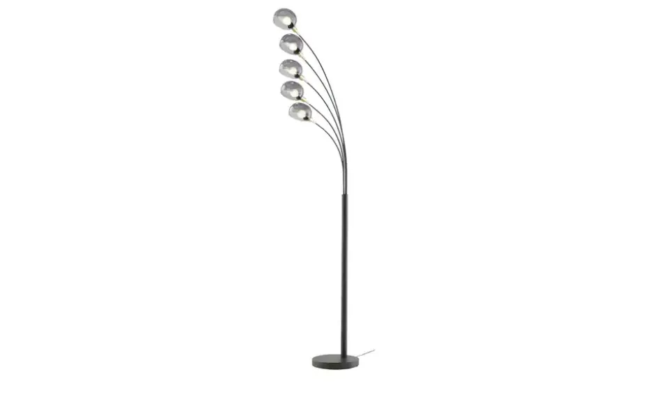 Meisterleuchten Bogenleuchte, 5-flammig, schwarz / Rauchglas