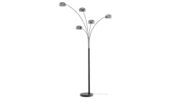 Meisterleuchten Bogenleuchte, 5-flammig, schwarz / Rauchglas