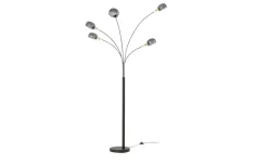 Meisterleuchten Bogenleuchte, 5-flammig, schwarz / Rauchglas