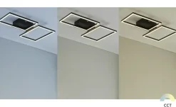 Meisterleuchten LED-Deckenleuchte 2-flammig, schwarz mit Fernbedienung