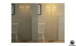 Trio LED-Stehleuchte, messing-matt, geschwungen